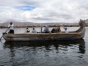 Our group riding in smaller totora reed boat