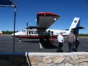 Our plane and pilot (white shirt)